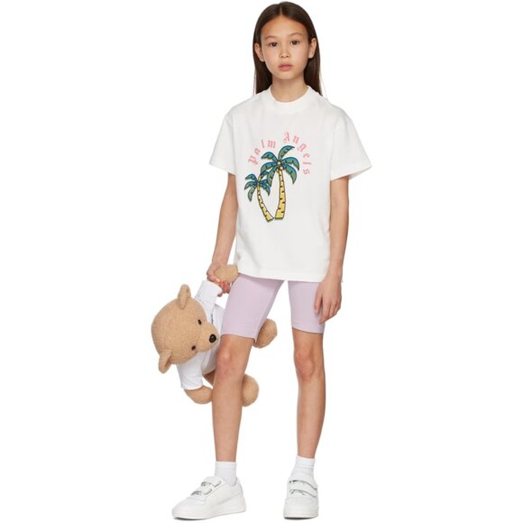 NWT Palm Angels Kids Cycling Shorts Lilac Sz 12 Logo Waistband - Picture 2 of 9